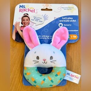 GUND Ms Rachel Easter bunny rabbit baby 6” rattle plush sensory newborn+ new